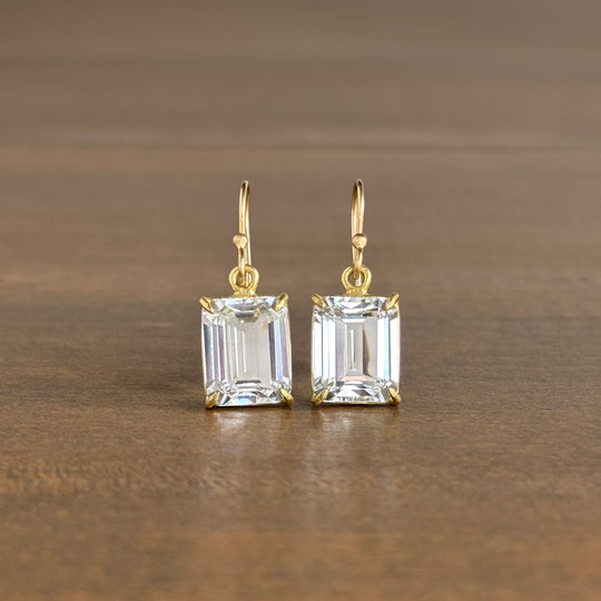 Rosanne Pugliese Small Emerald Cut White Topaz Earrings main image