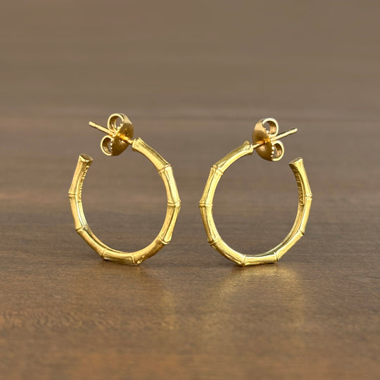 Mimi Favre Medium Gold Bamboo Hoop Earrings earrings main image