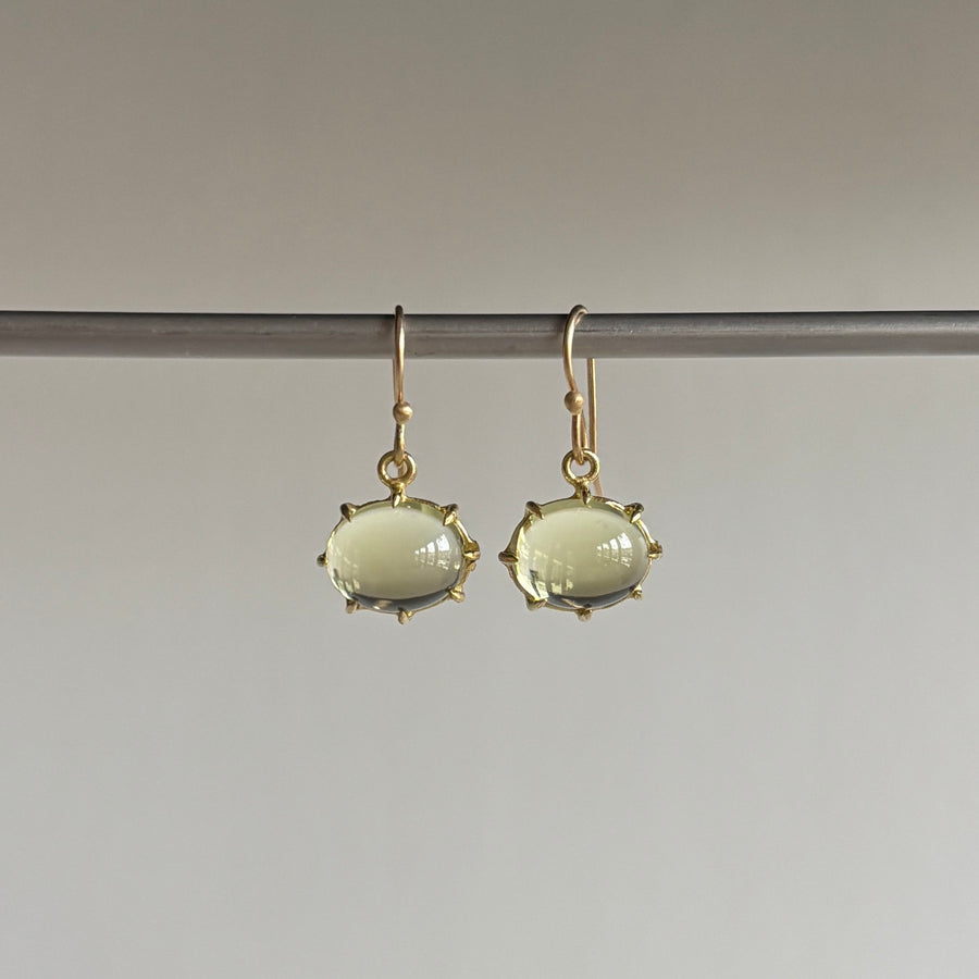 Small Oval Lemon Citrine Cabochon Earrings