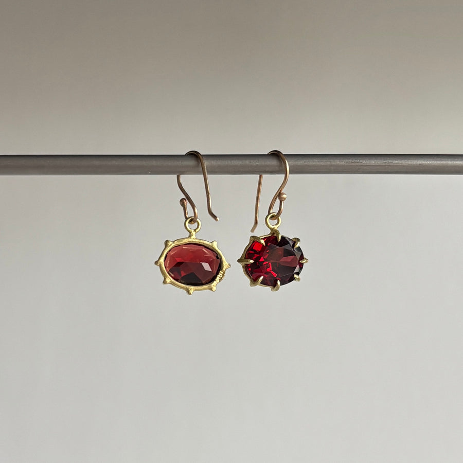 Small Faceted Oval Garnet Earrings