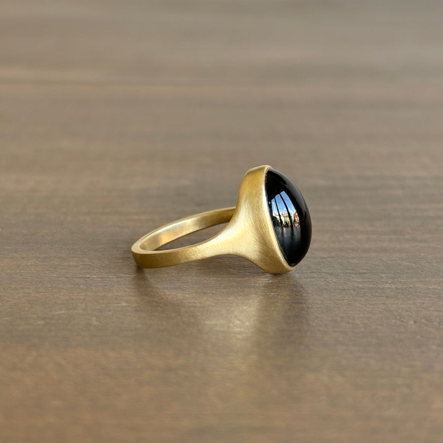 Moss Green Tourmaline Cabochon Cast Ring