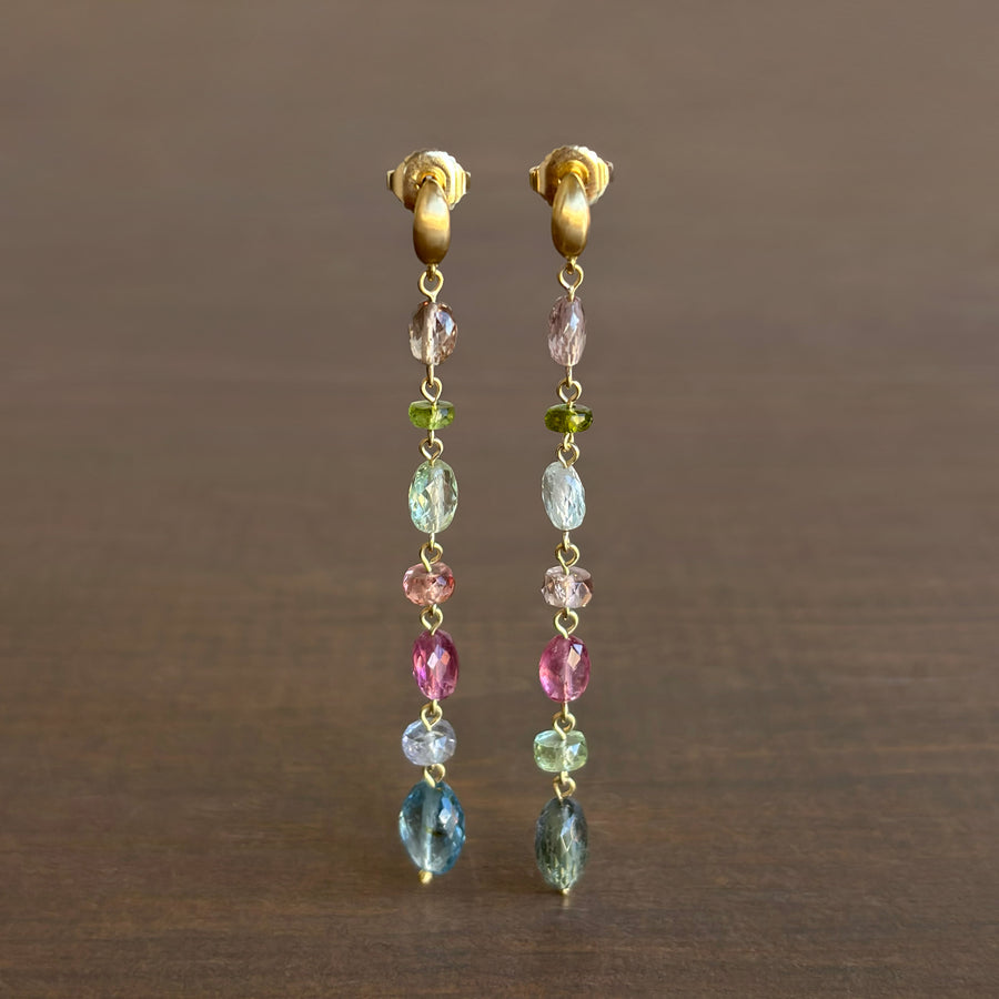 Crescent Pastel Tourmaline Cascade Earrings