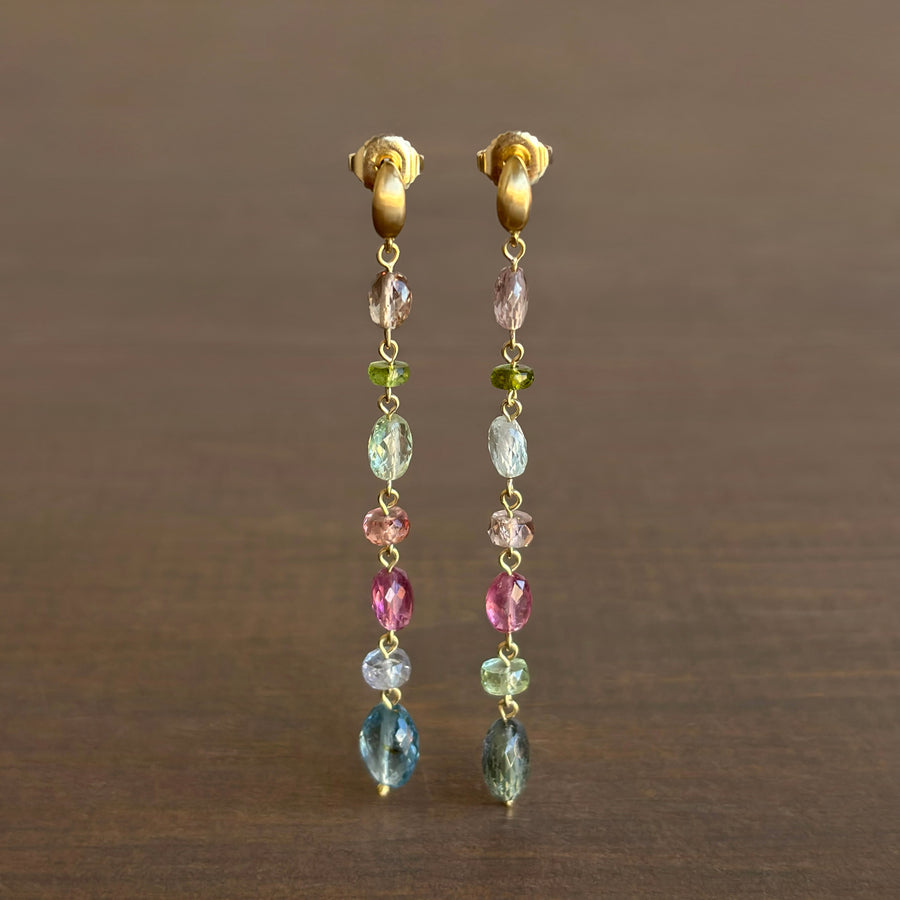 Crescent Pastel Tourmaline Cascade Earrings