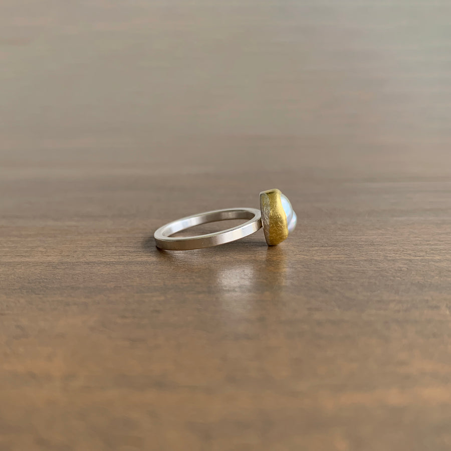 Black Keshi Pearl Ring
