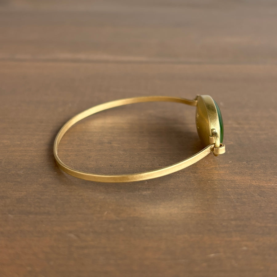 Large Oval Siberian Jade Hinged Bracelet