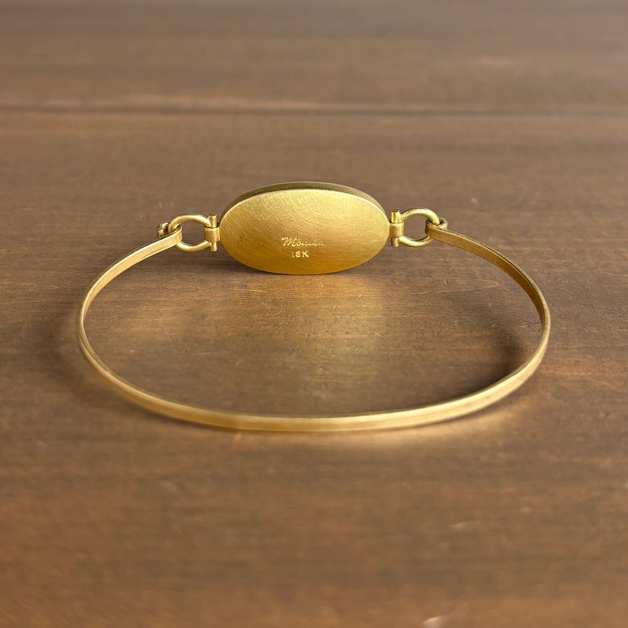 Large Oval Siberian Jade Hinged Bracelet