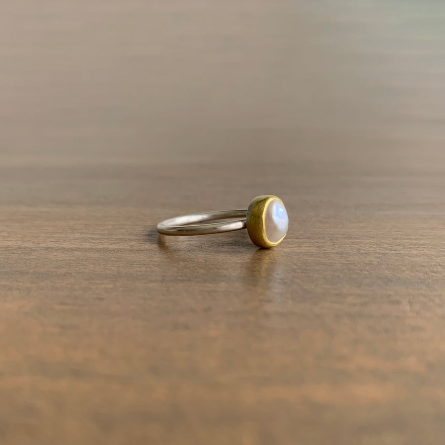 Silver Keshi Pearl Ring