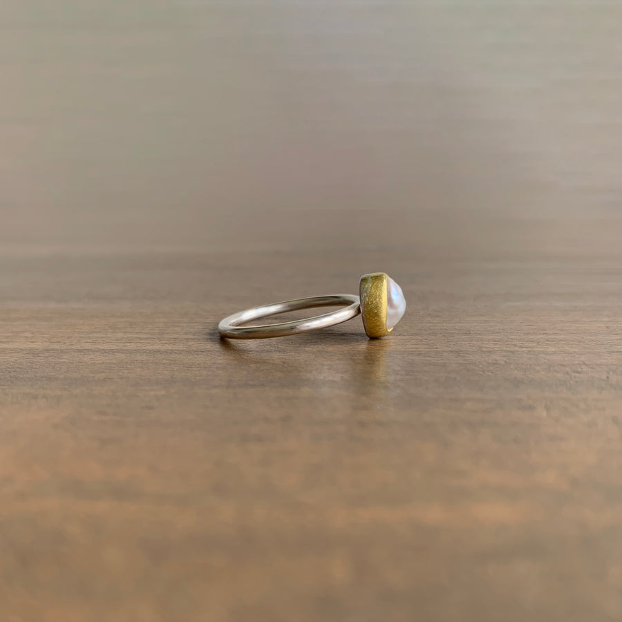 Silver Keshi Pearl Ring