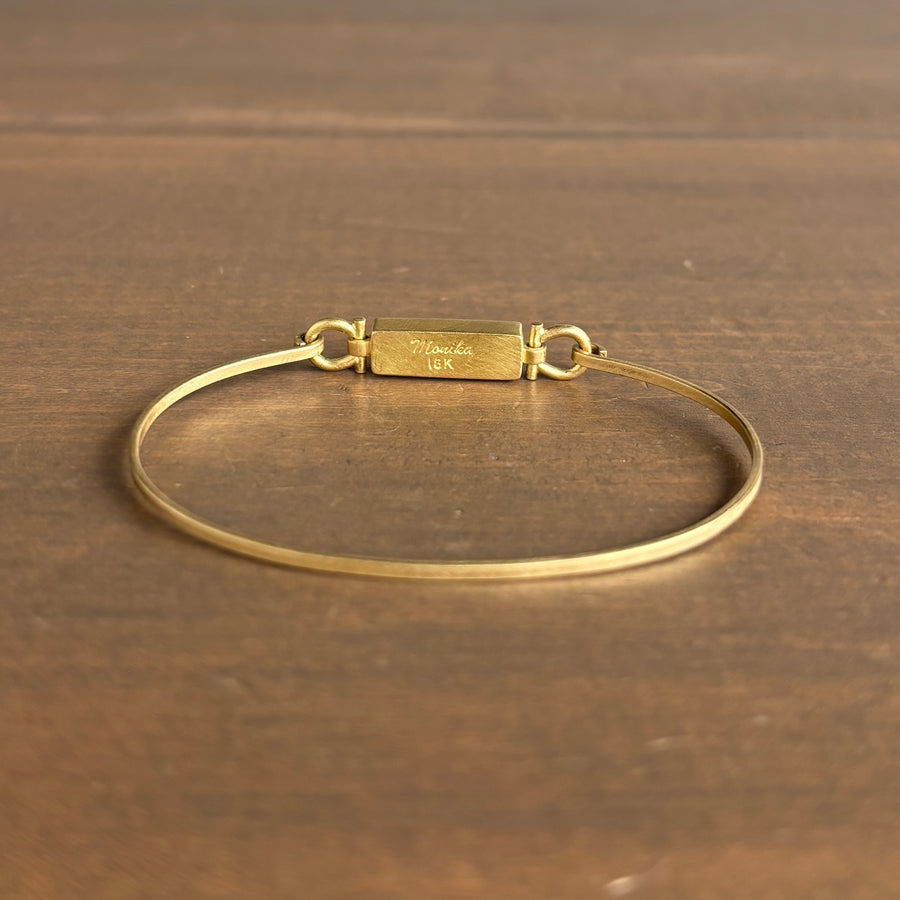 Long Green Brazilian Tourmaline Bar Hinged Bracelet