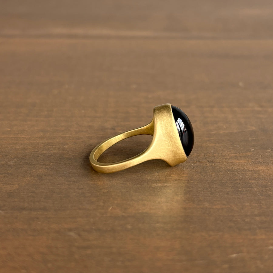 Oval Green Tourmaline Cabochon Cast Ring