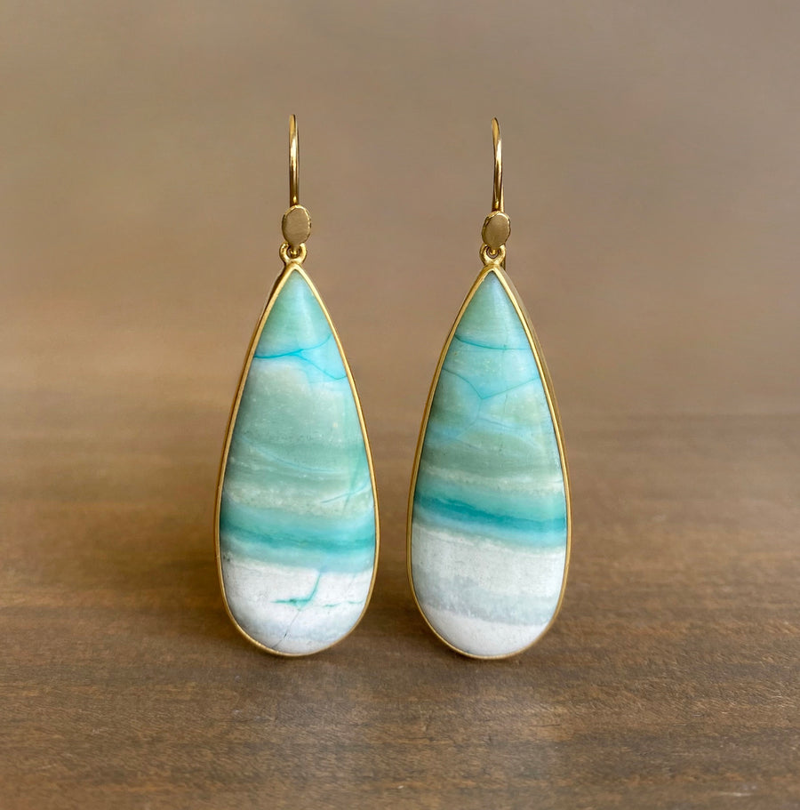 Opalized Wood Oceanic Drop Earrings