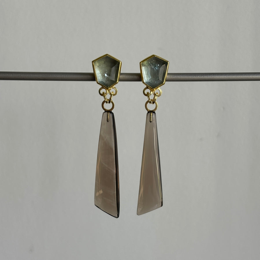 Aquamarine & Smoky Quartz Earrings