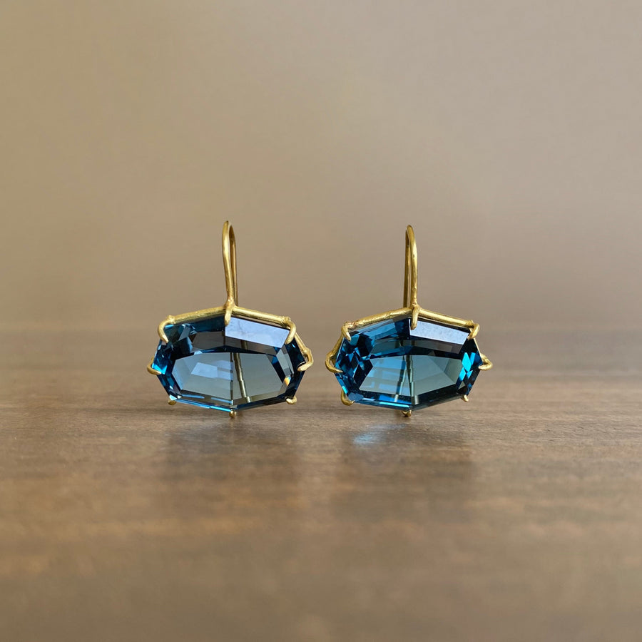 Faceted London Blue Topaz Octagon Earrings