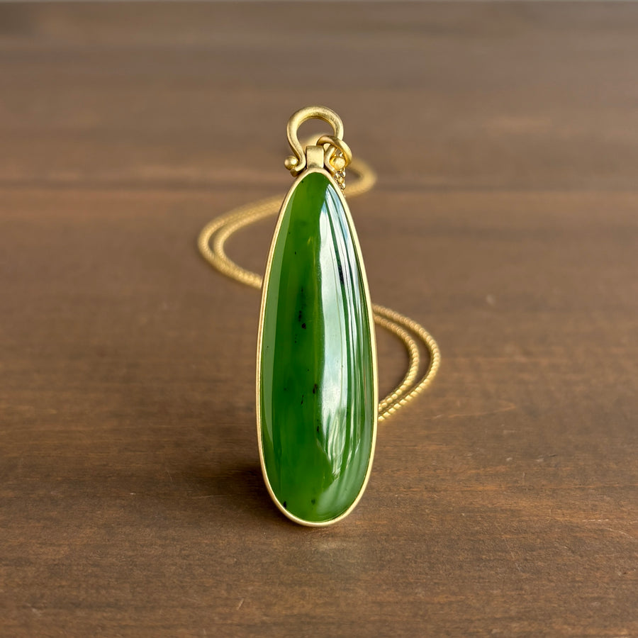 Large Elongated Siberian Jade Pendant