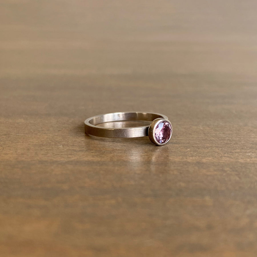 Pink Sapphire White Gold Stacking Ring