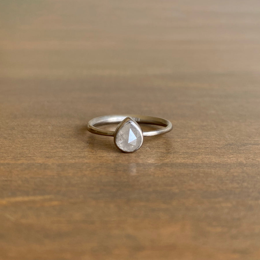 Dove Grey Teardrop Diamond Ring