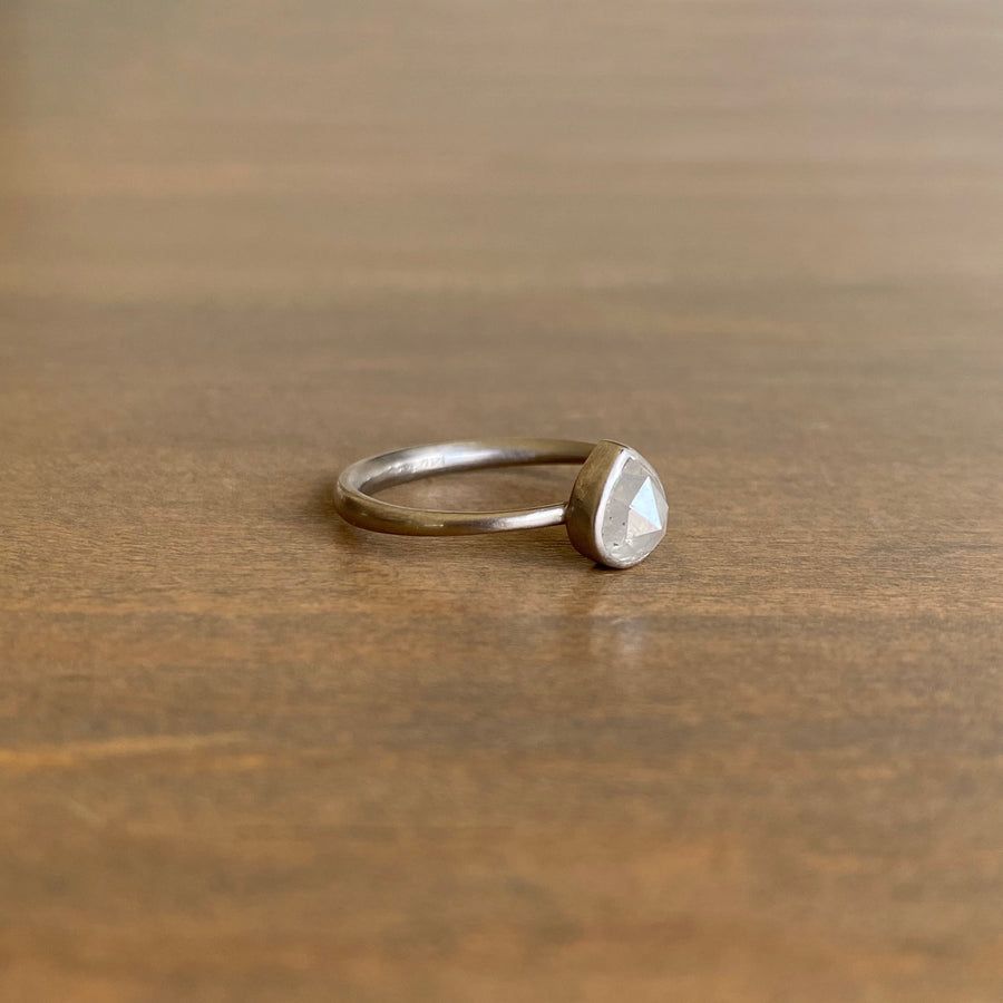 Dove Grey Teardrop Diamond Ring
