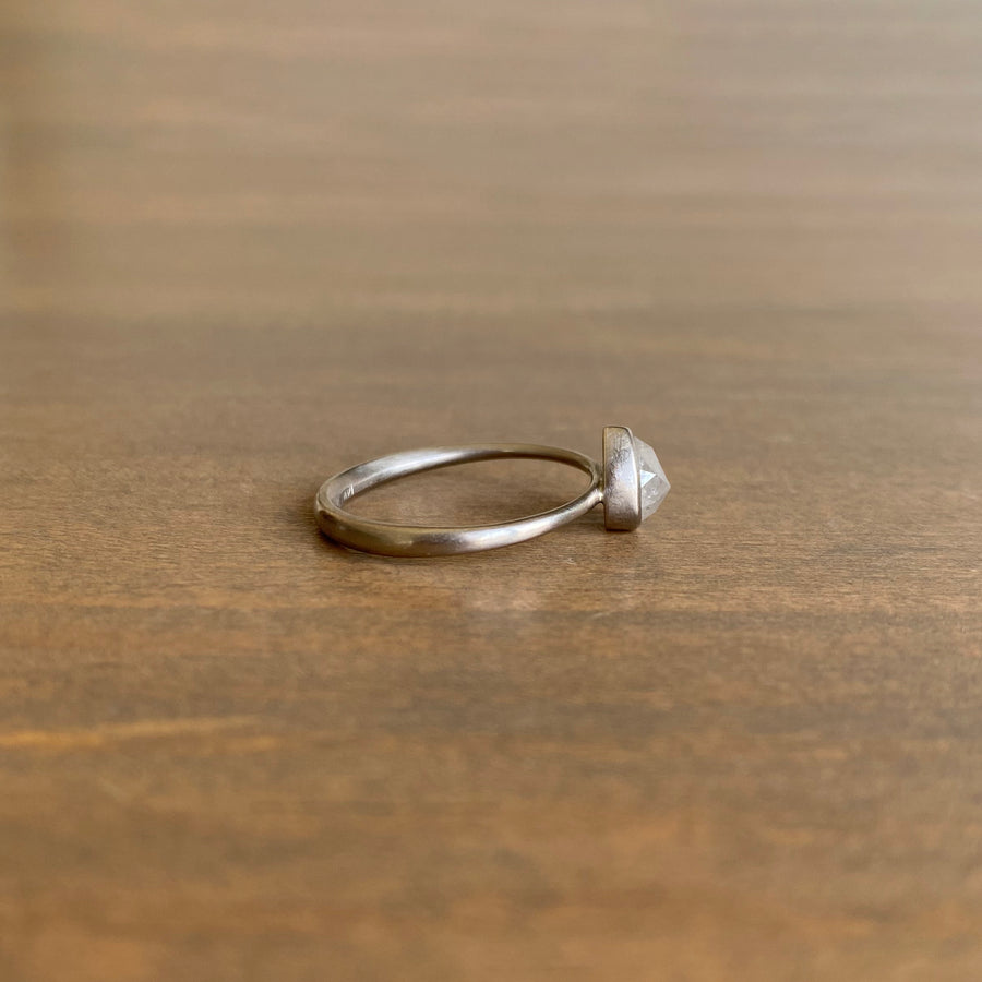 Dove Grey Teardrop Diamond Ring