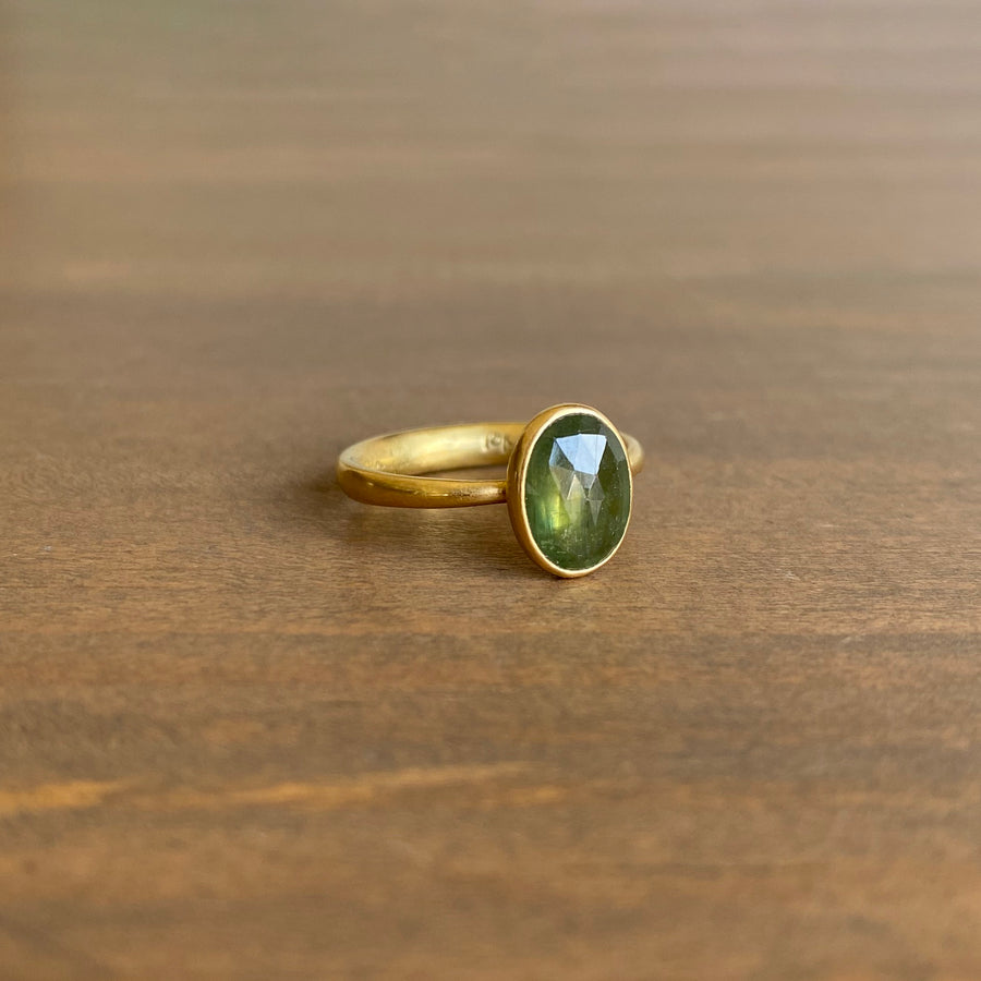 Natural Green Oval Sapphire Ring