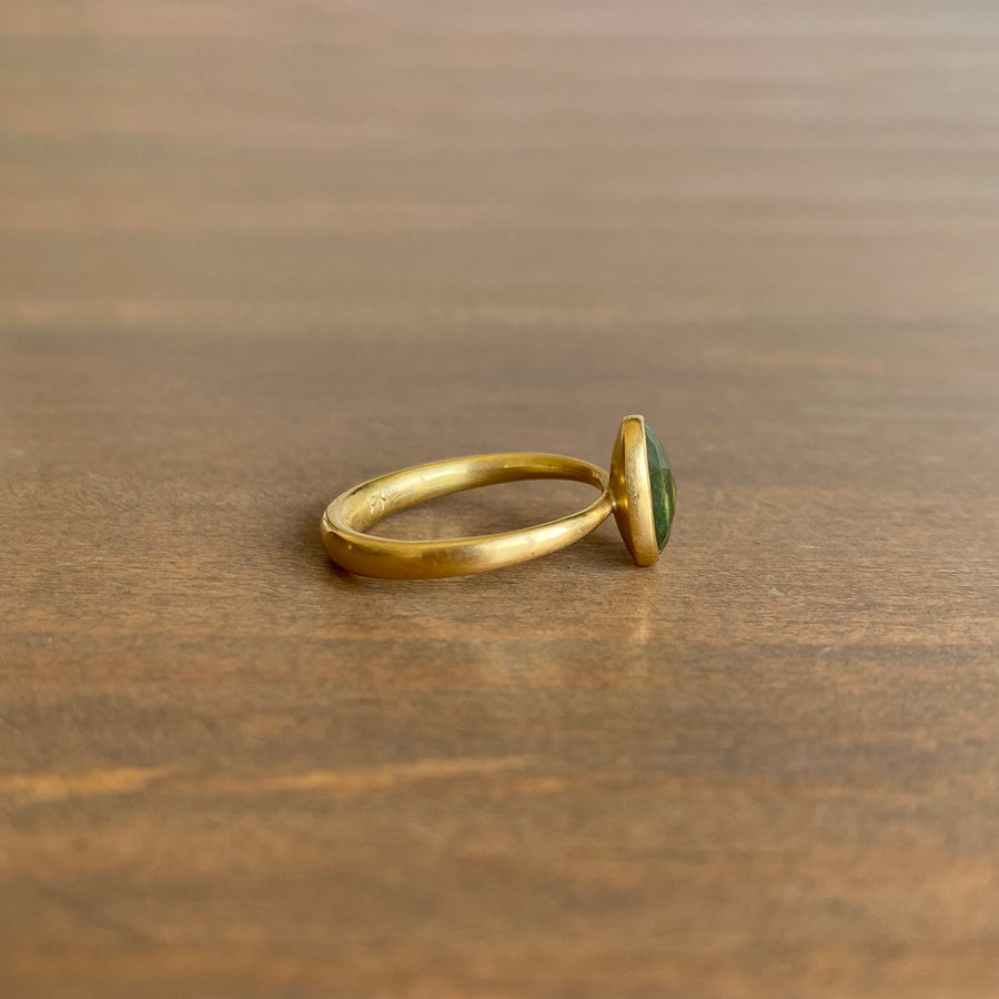 Natural Green Oval Sapphire Ring
