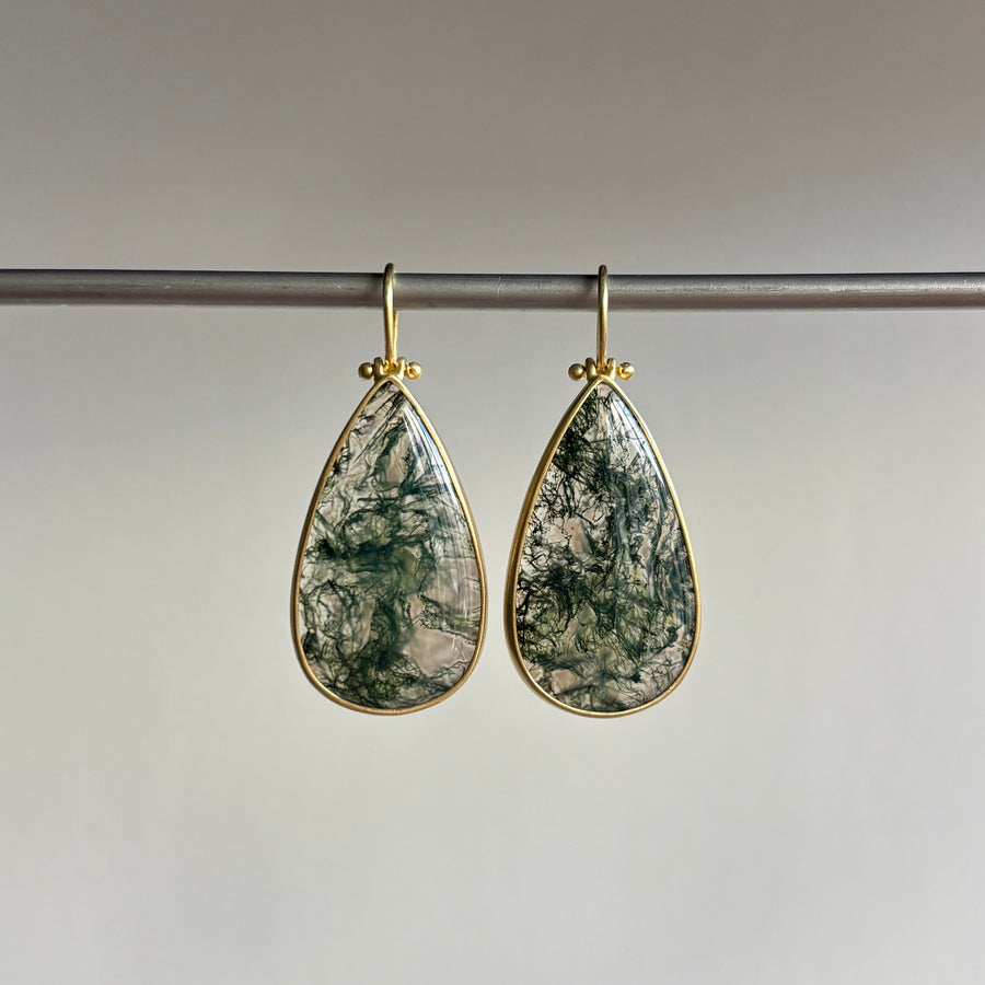 Large Wyoming Moss Agate Teardrop Earrings