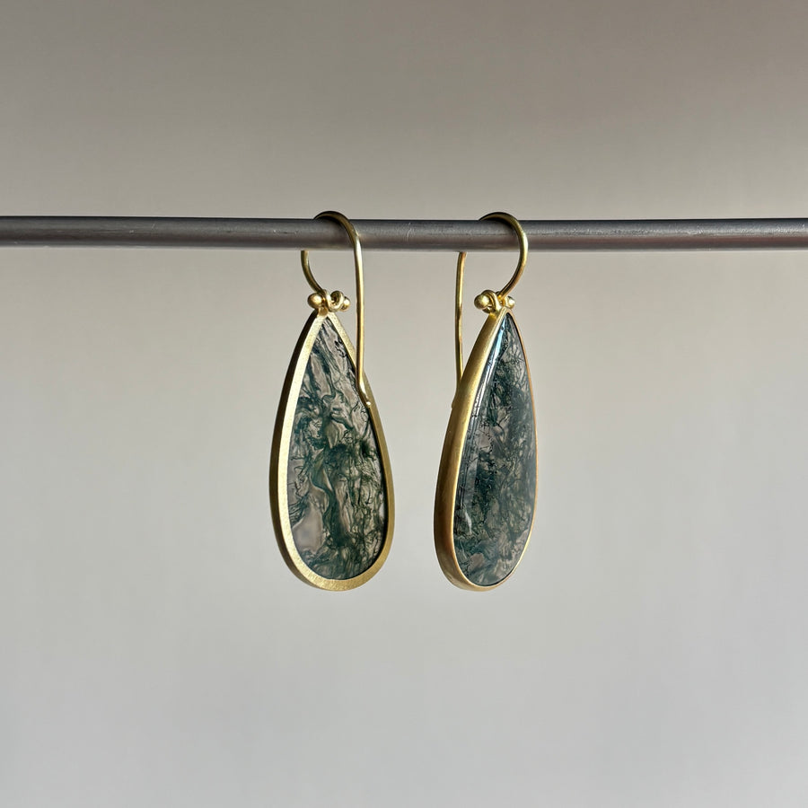 Large Wyoming Moss Agate Teardrop Earrings