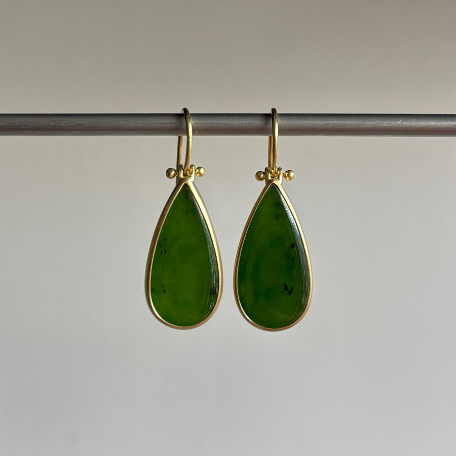 Siberian Jade Cabochon Drop Earrings