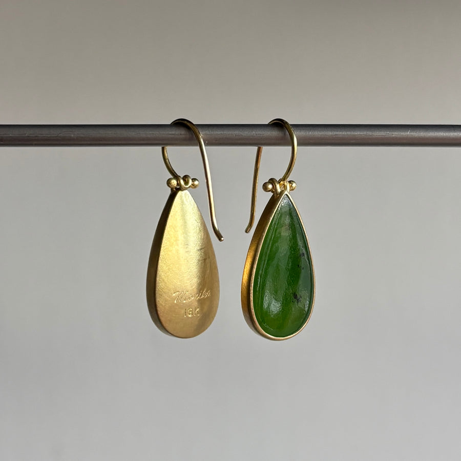 Siberian Jade Cabochon Drop Earrings