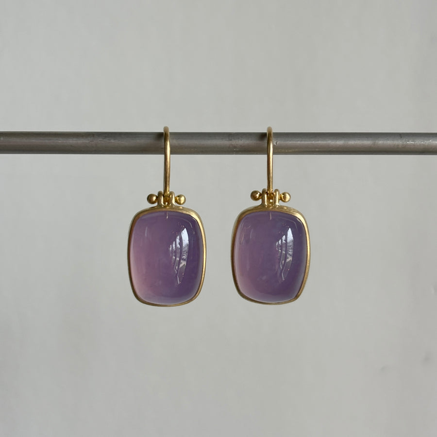 Lilac Chalcedony Rectangle Cushion Earrings