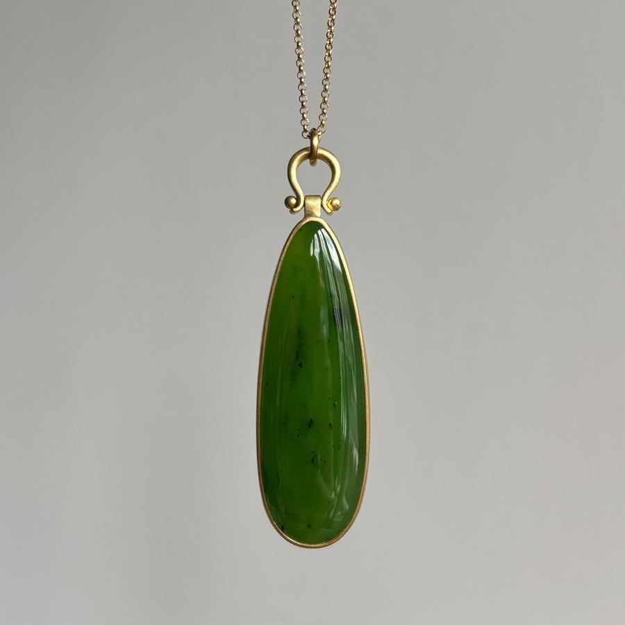 Large Elongated Siberian Jade Pendant