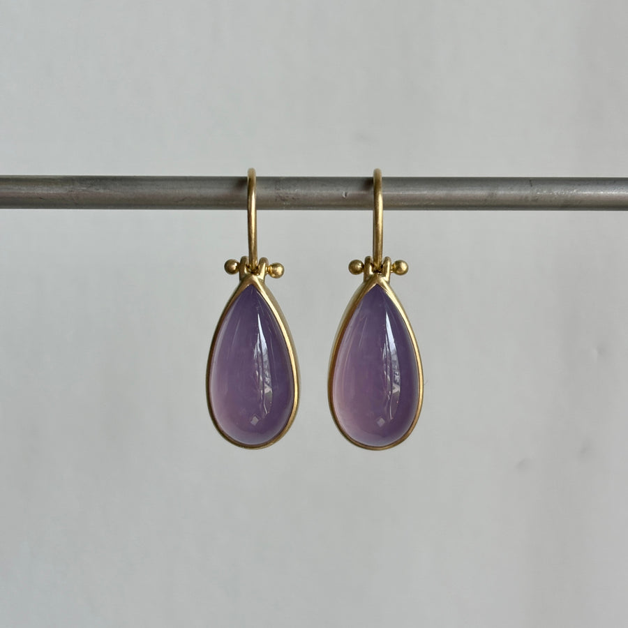 Lilac Ethiopian Chalcedony Drop Earrings