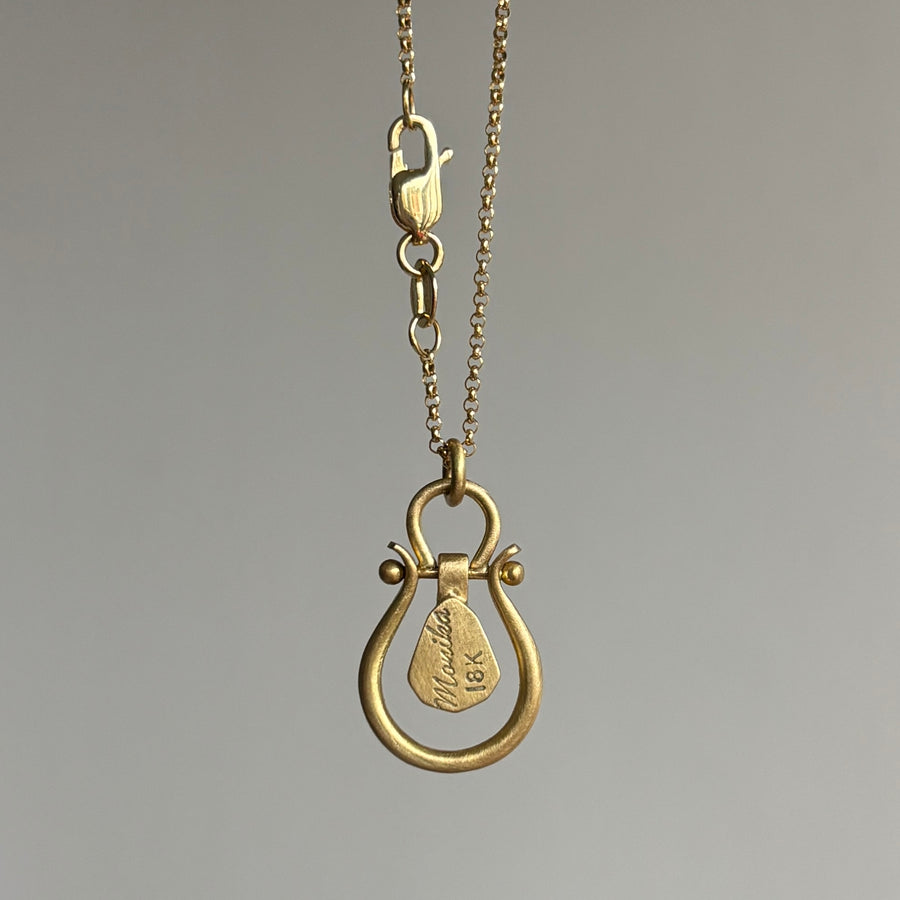 Geometric Green Sapphire Lyre Pendant