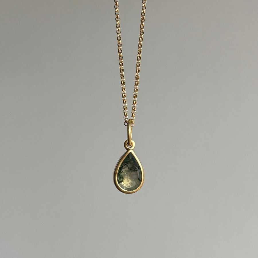 Petite Moss Agate Drop Pendant