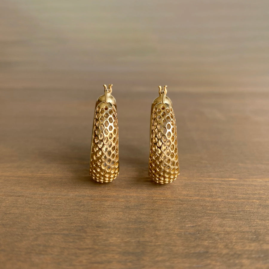 Small Round Gold Snakeskin Hoops