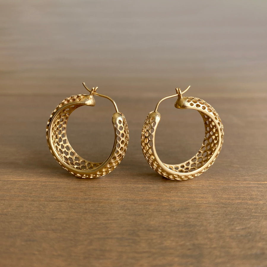 Small Round Gold Snakeskin Hoops