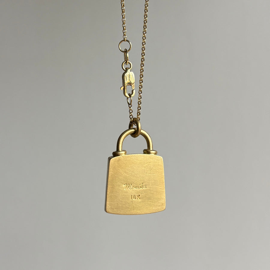 Green Tourmaline Trapezoid Locket Necklace