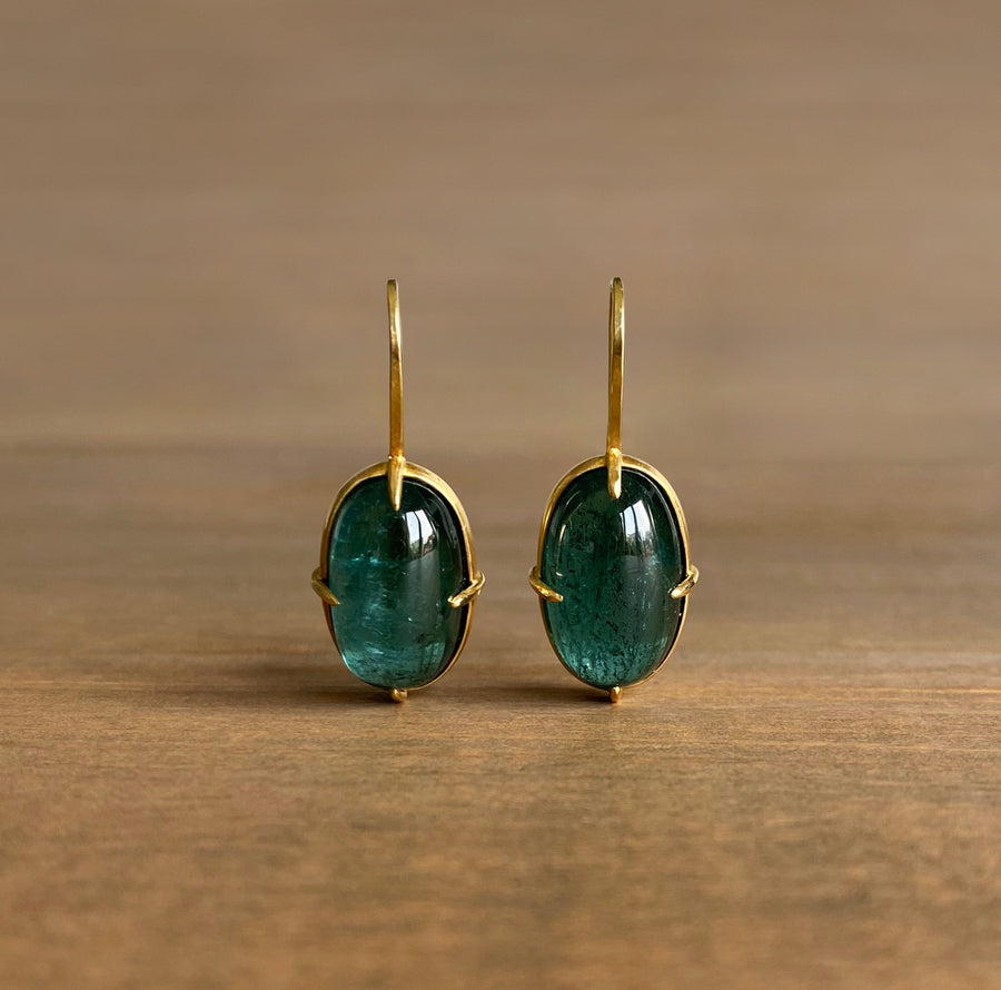 Blue/Green Oval Tourmaline Earrings