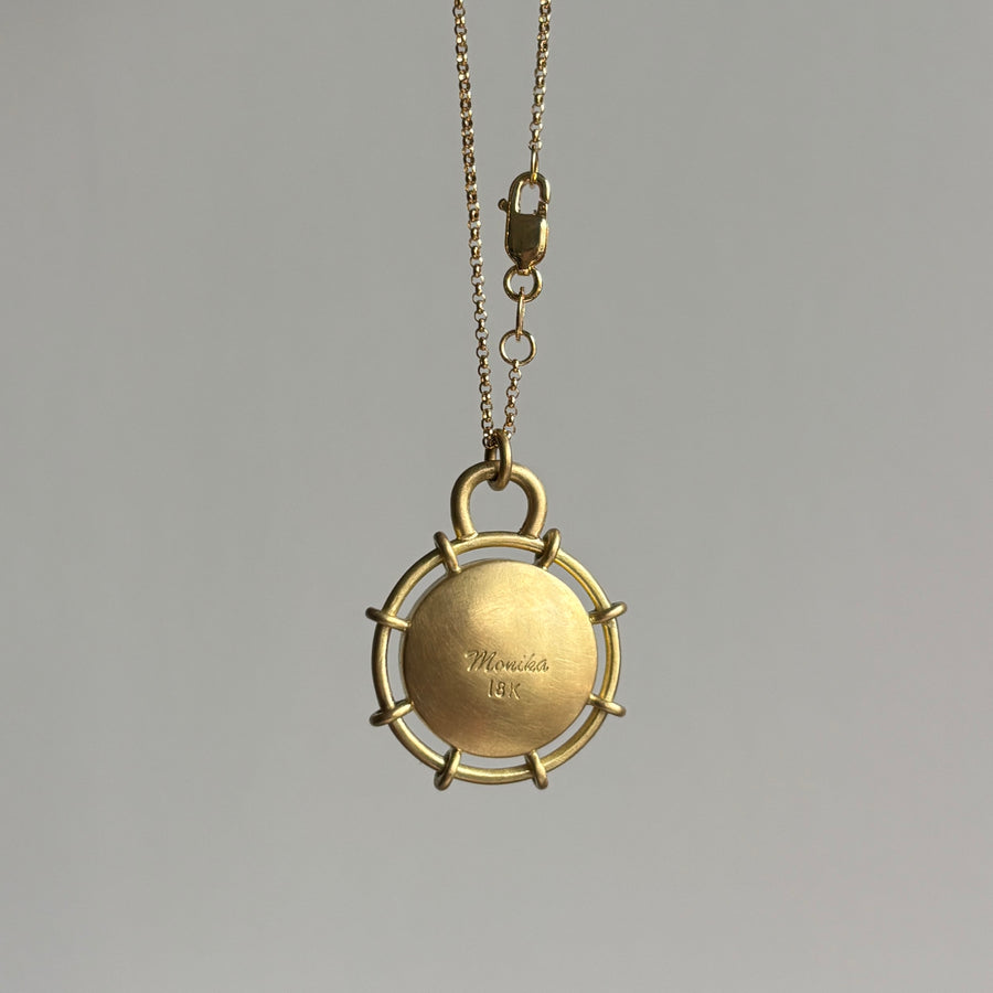 Round Ombré Green Tourmaline Helm Pendant