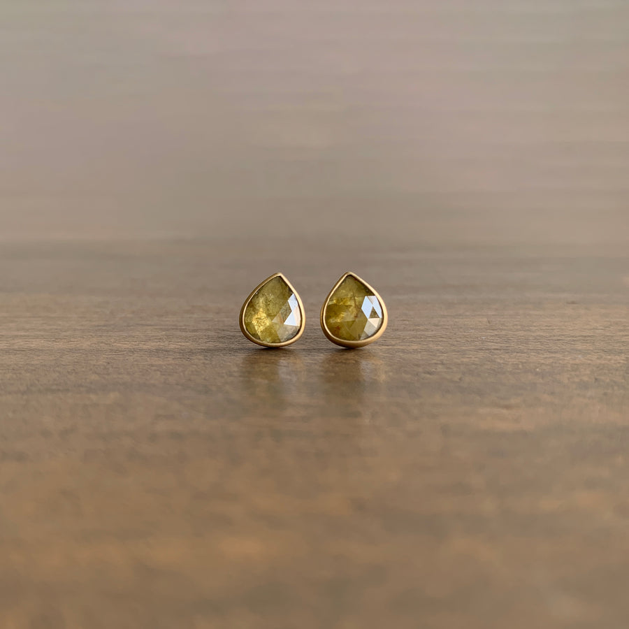 Saffron Diamond Teardrop Stud Earrings