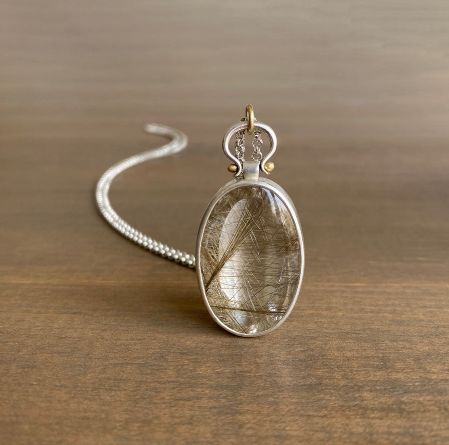 Oval Rutilated Quartz Pendant