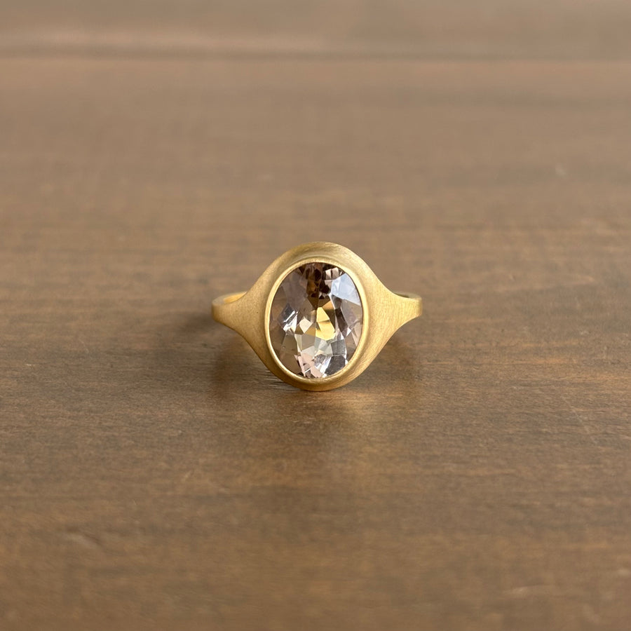 Faceted Oval Taupe Scapolite Cathedral Cast Ring