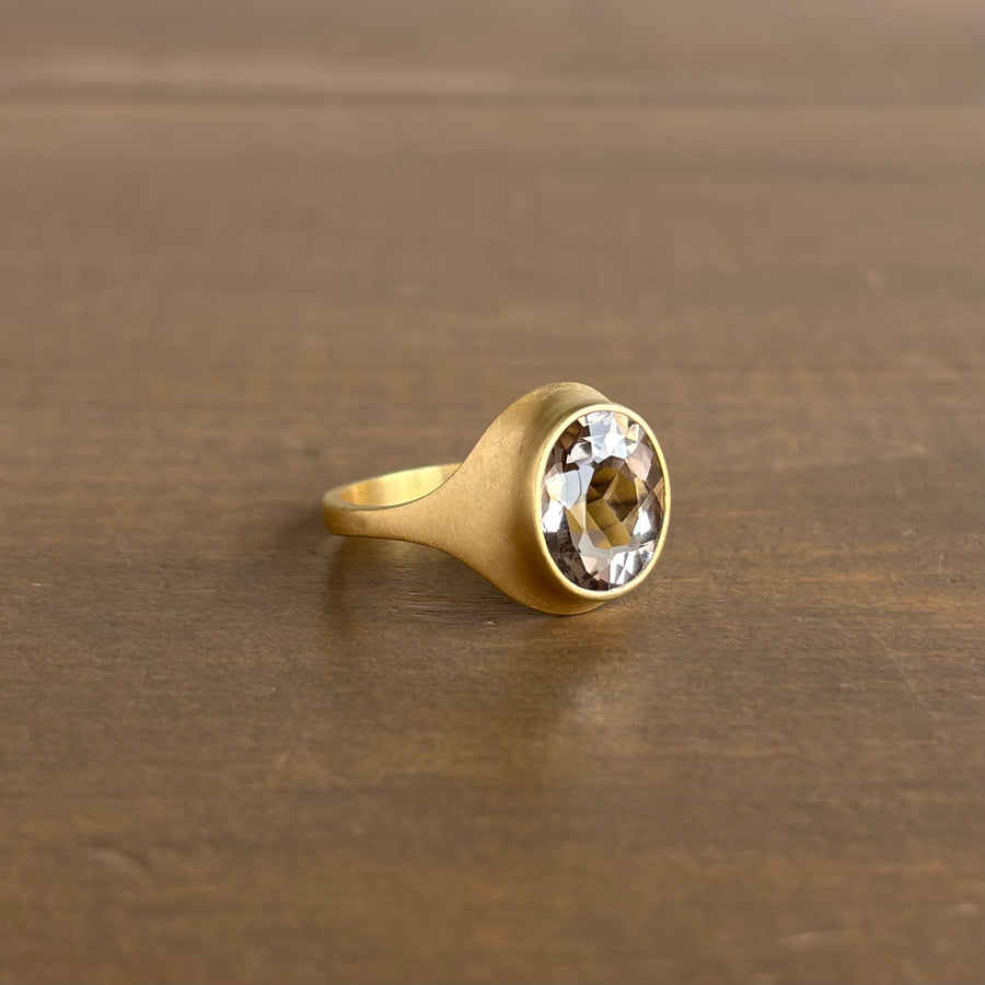 Faceted Oval Taupe Scapolite Cathedral Cast Ring