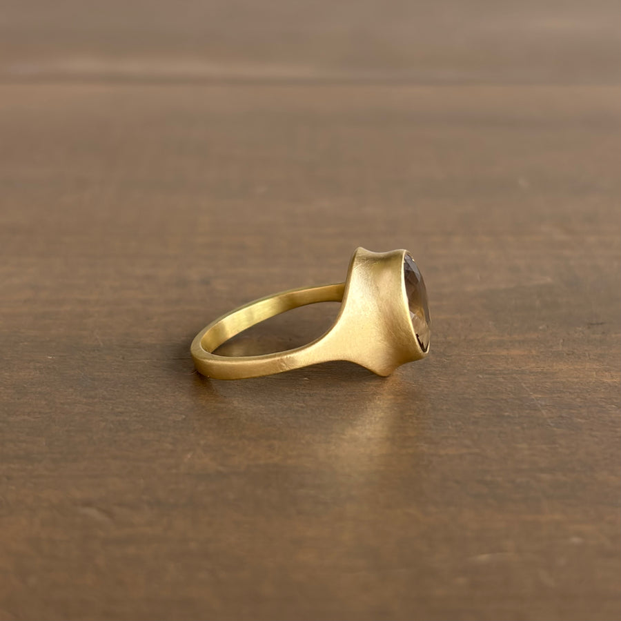 Faceted Oval Taupe Scapolite Cathedral Cast Ring