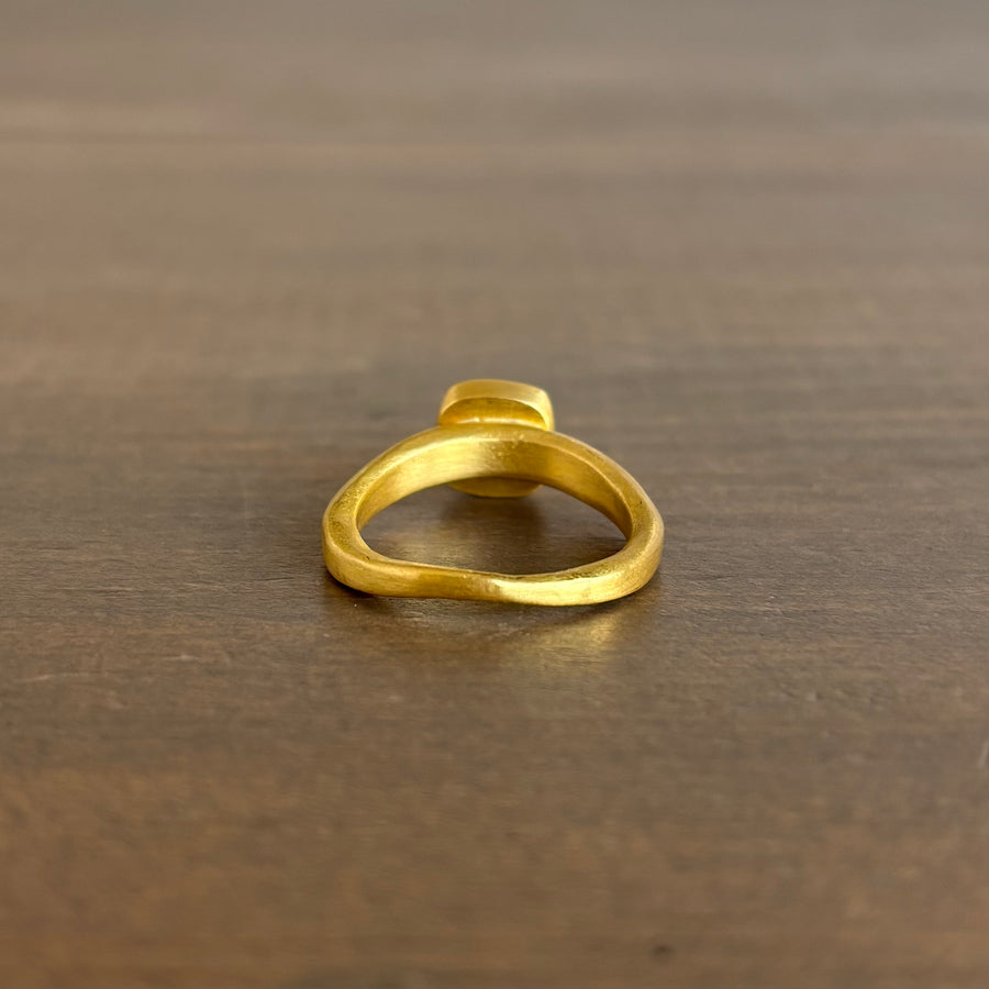Larger Colombian Emerald Sugarloaf Wave Ring