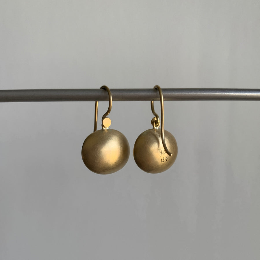 Gold Oval Pillow Drop Earrings