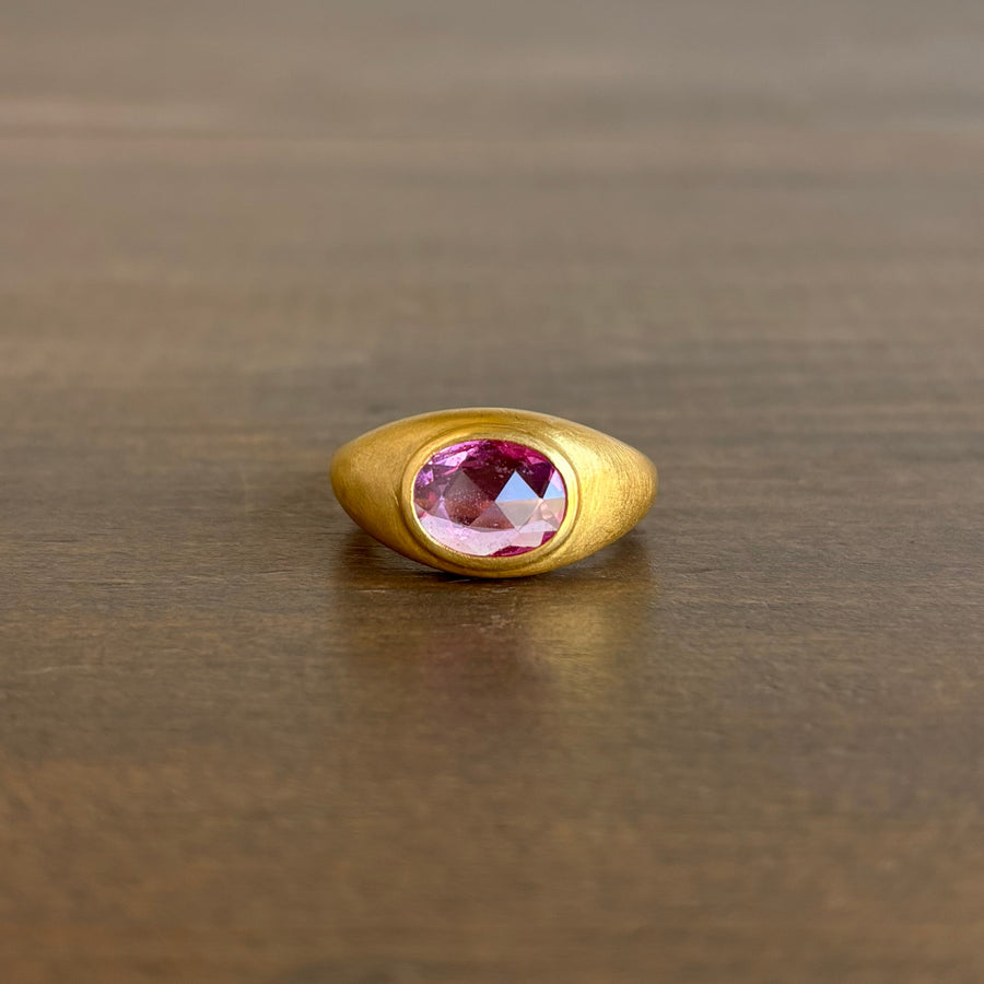Rose Cut Pink Sapphire Domed Ring