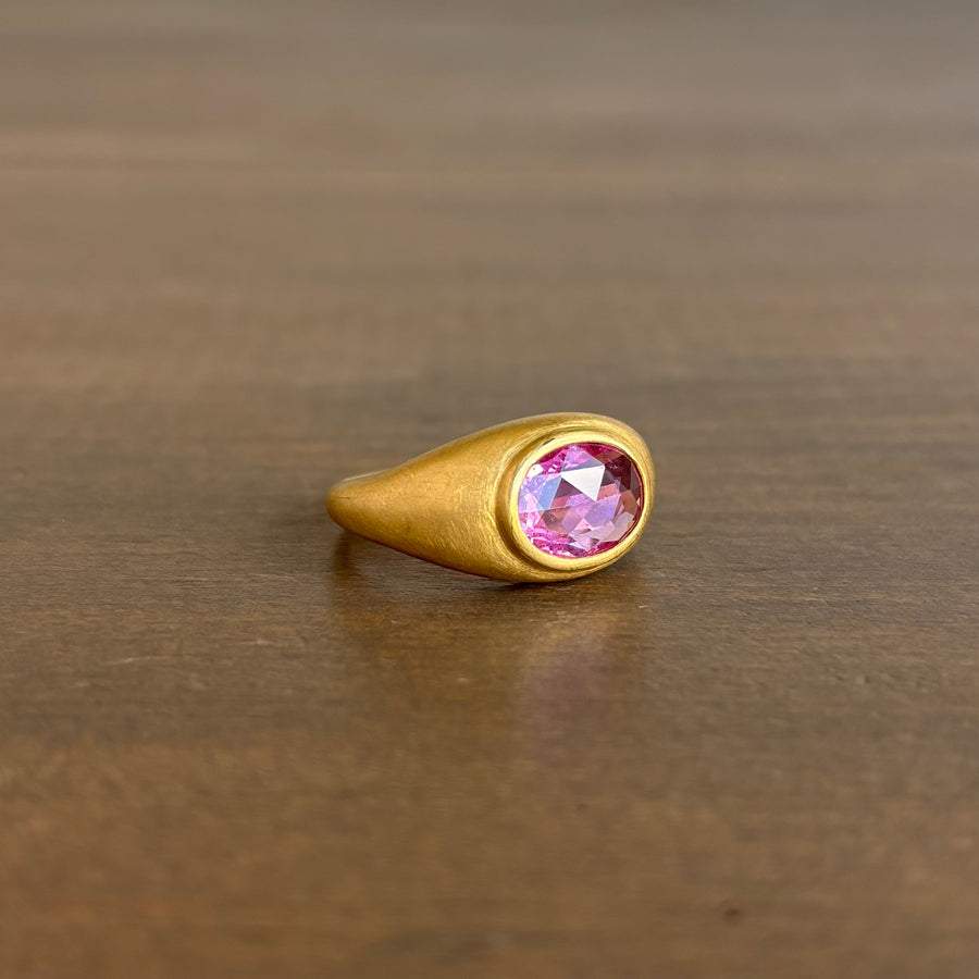 Rose Cut Pink Sapphire Domed Ring