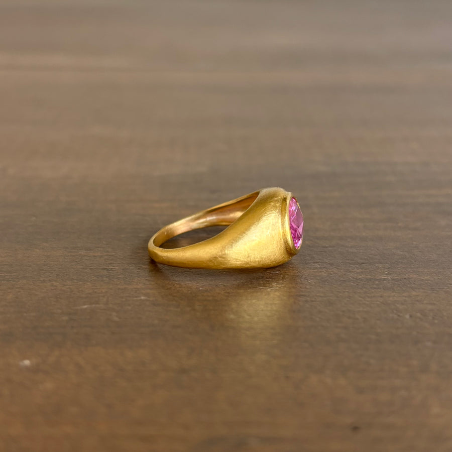 Rose Cut Pink Sapphire Domed Ring