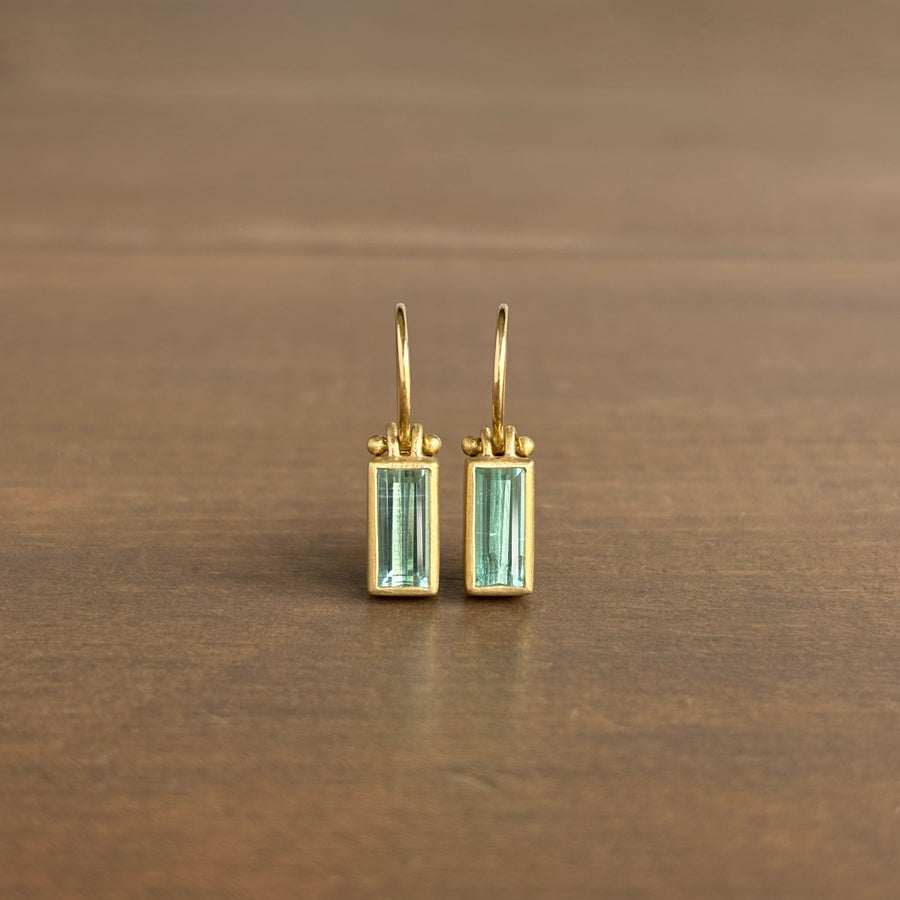 Aquamarine Baguette Earrings with Clasps