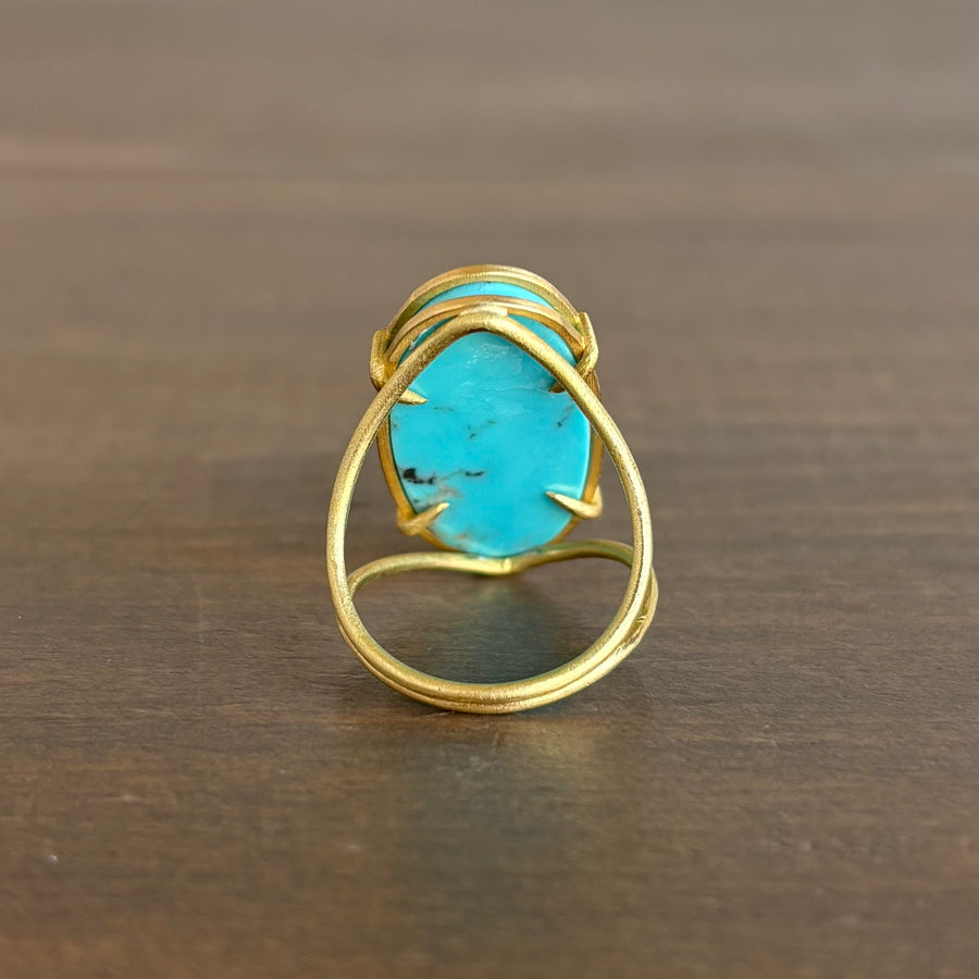 Large Oval Turquoise Cage Set Ring